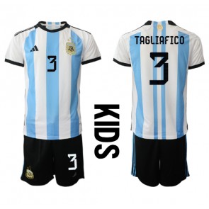 Argentina Nicolas Tagliafico #3 Hemmakläder Barn VM 2022 Kortärmad (+ Korta byxor)